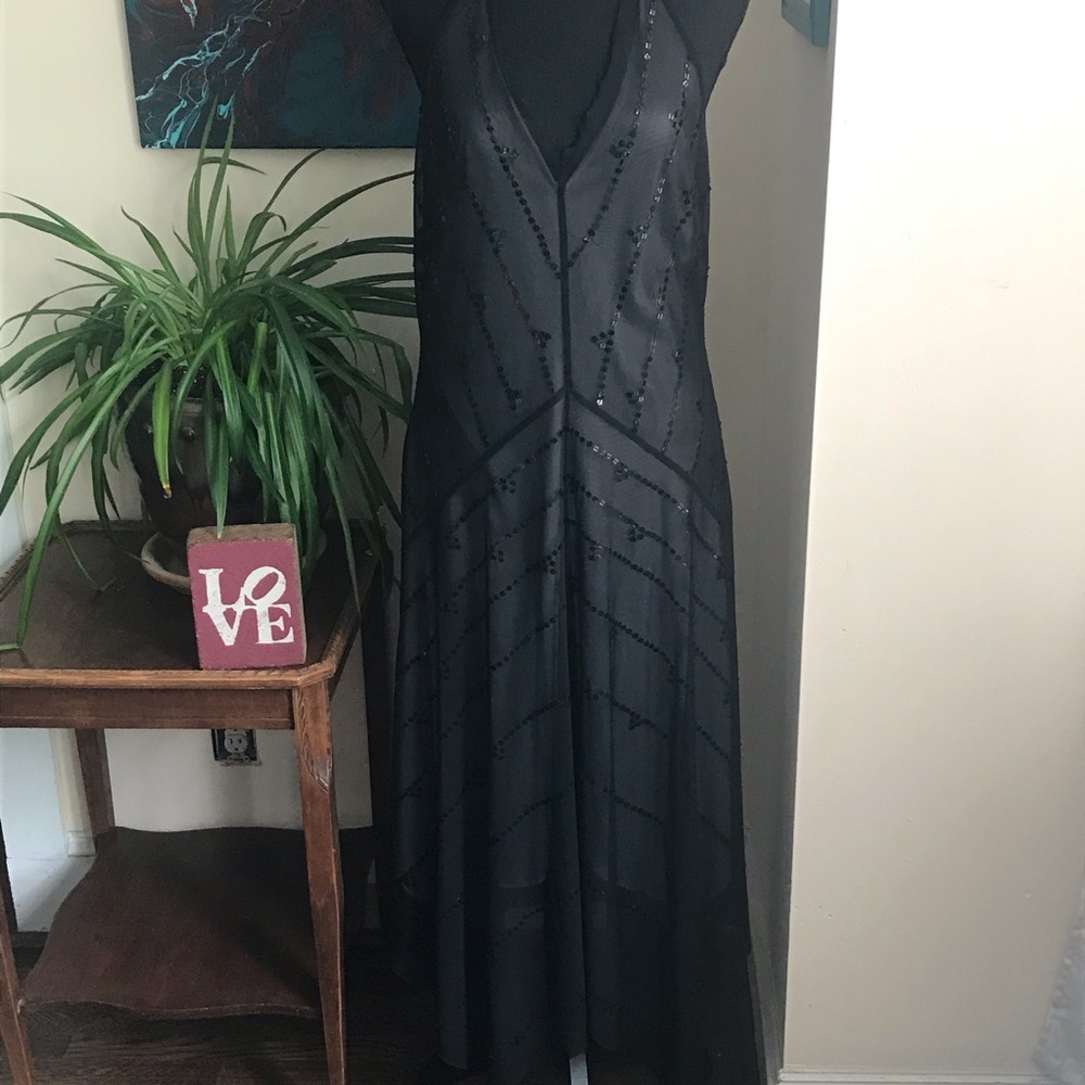 BCBG black halter sequin dress
